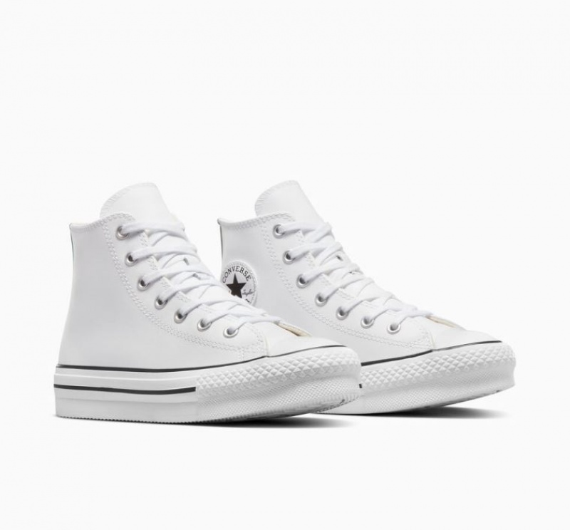 Gyerek Converse Chuck Taylor All Star Lift Leather Platform Cipő Fehér | HUNGARY KNM9SF