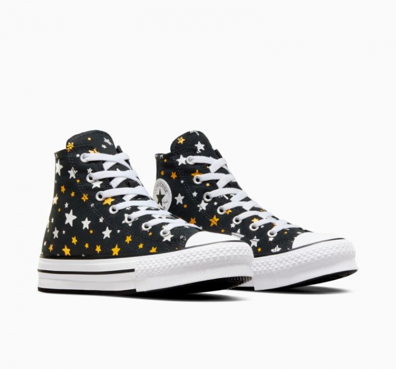 Gyerek Converse Chuck Taylor All Star Lift Sparkle Platform Cipő Fekete | HUNGARY RHV1FI