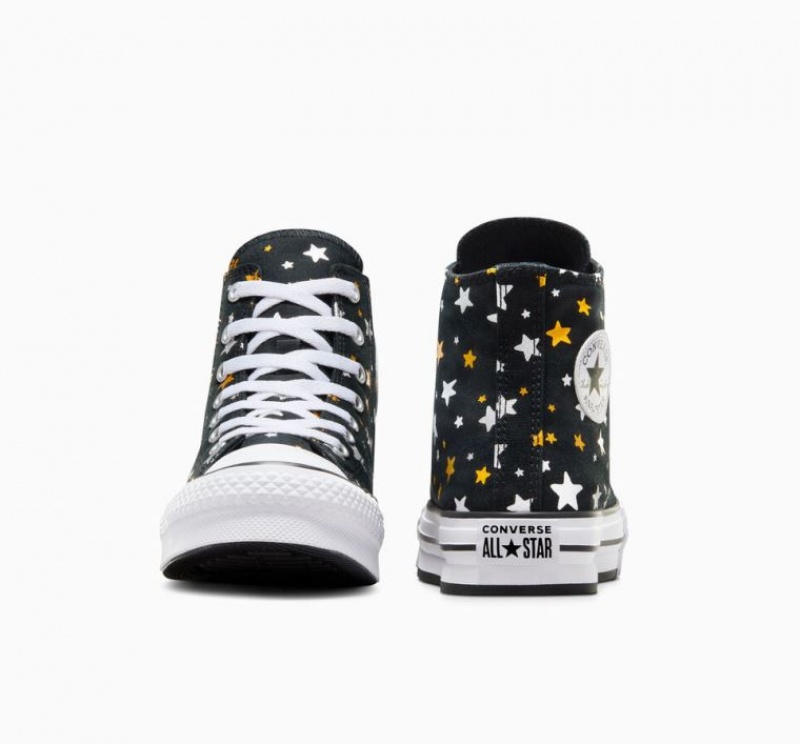 Gyerek Converse Chuck Taylor All Star Lift Sparkle Platform Cipő Fekete | HUNGARY RHV1FI