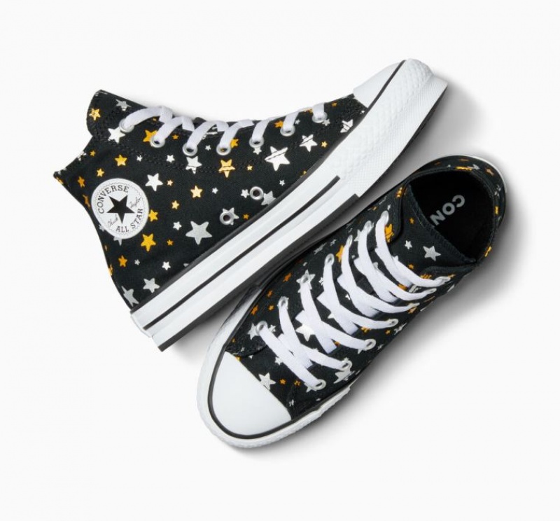 Gyerek Converse Chuck Taylor All Star Lift Sparkle Platform Cipő Fekete | HUNGARY RHV1FI