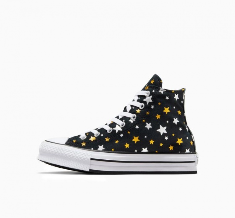 Gyerek Converse Chuck Taylor All Star Lift Sparkle Platform Cipő Fekete | HUNGARY RHV1FI