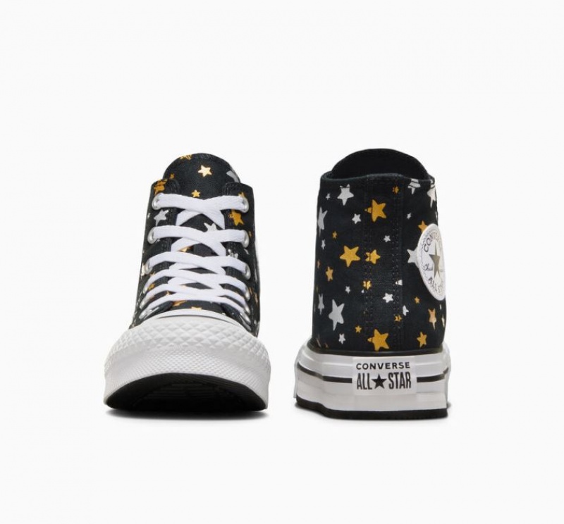 Gyerek Converse Chuck Taylor All Star Lift Sparkle Platform Cipő Fekete | HUNGARY UIM6EW