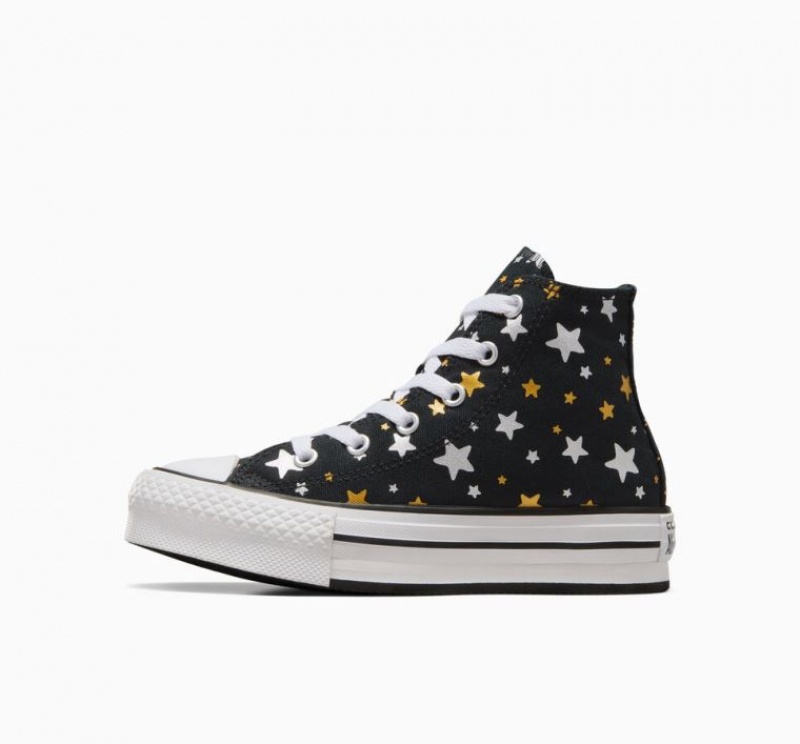 Gyerek Converse Chuck Taylor All Star Lift Sparkle Platform Cipő Fekete | HUNGARY UIM6EW