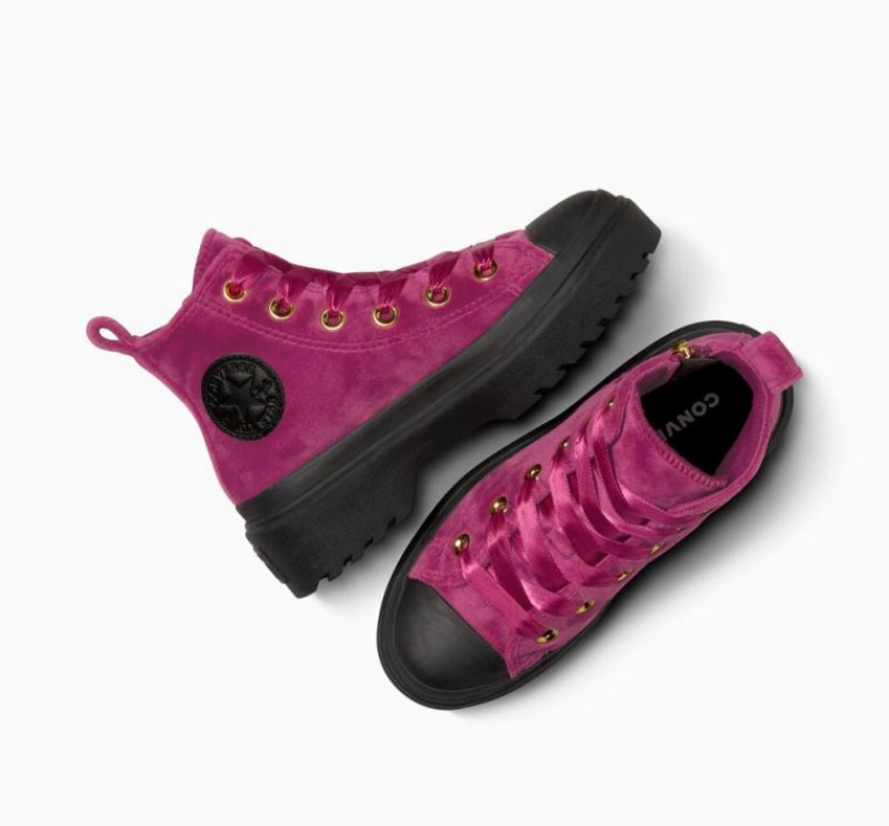 Gyerek Converse Chuck Taylor All Star Lugged Lift Velvet Platform Cipő Fukszia | HUNGARY CHP1KB