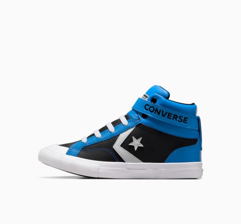 Gyerek Converse Pro Blaze Strap Leather Magasszárú Tornacipő Kék Fekete | HUNGARY JYW7ZT