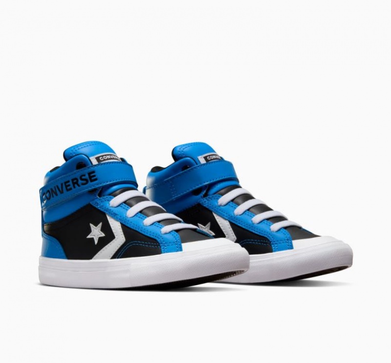 Gyerek Converse Pro Blaze Strap Leather Magasszárú Tornacipő Kék Fekete | HUNGARY BPH5GZ