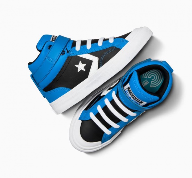 Gyerek Converse Pro Blaze Strap Leather Magasszárú Tornacipő Kék Fekete | HUNGARY BPH5GZ