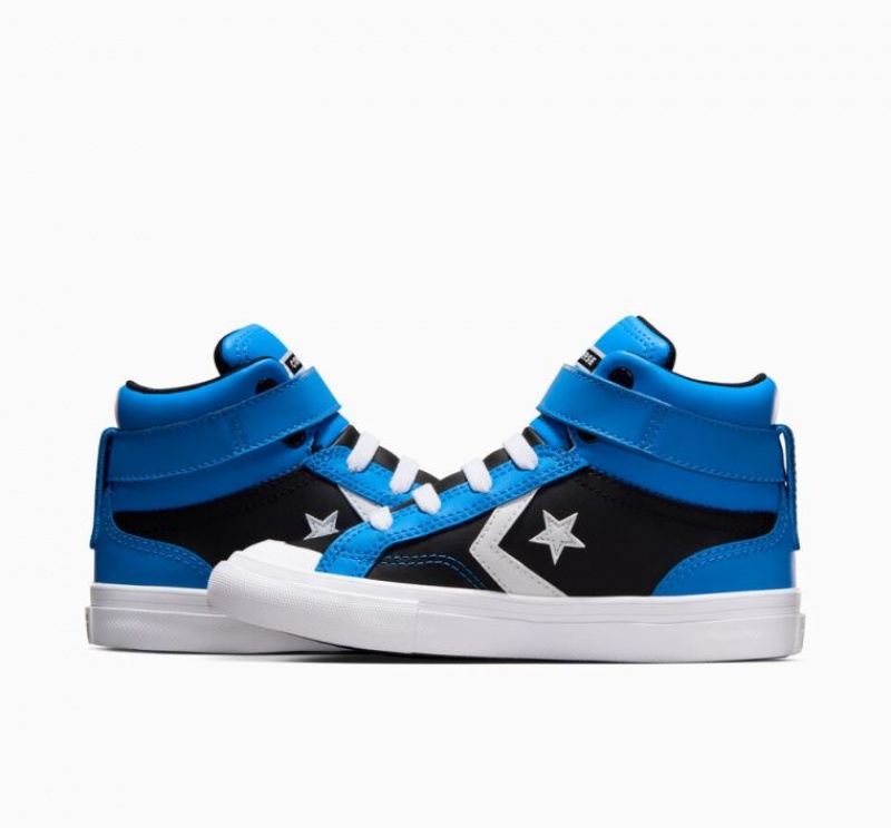 Gyerek Converse Pro Blaze Strap Leather Magasszárú Tornacipő Kék Fekete | HUNGARY BPH5GZ