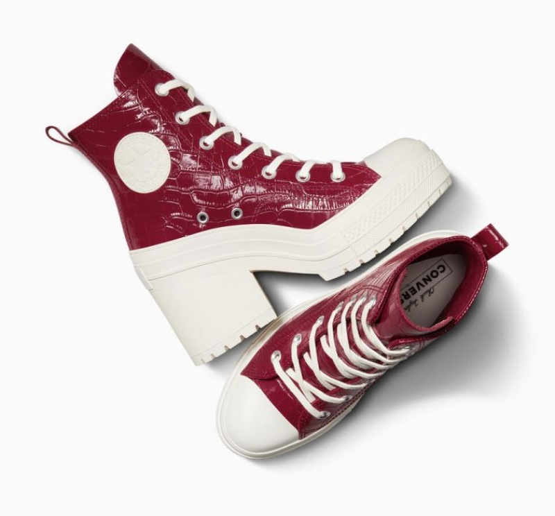 Női Converse Chuck 70 De Luxe Heel Embossed Magasszárú Tornacipő Sötétpiros | HUNGARY GHA6SW