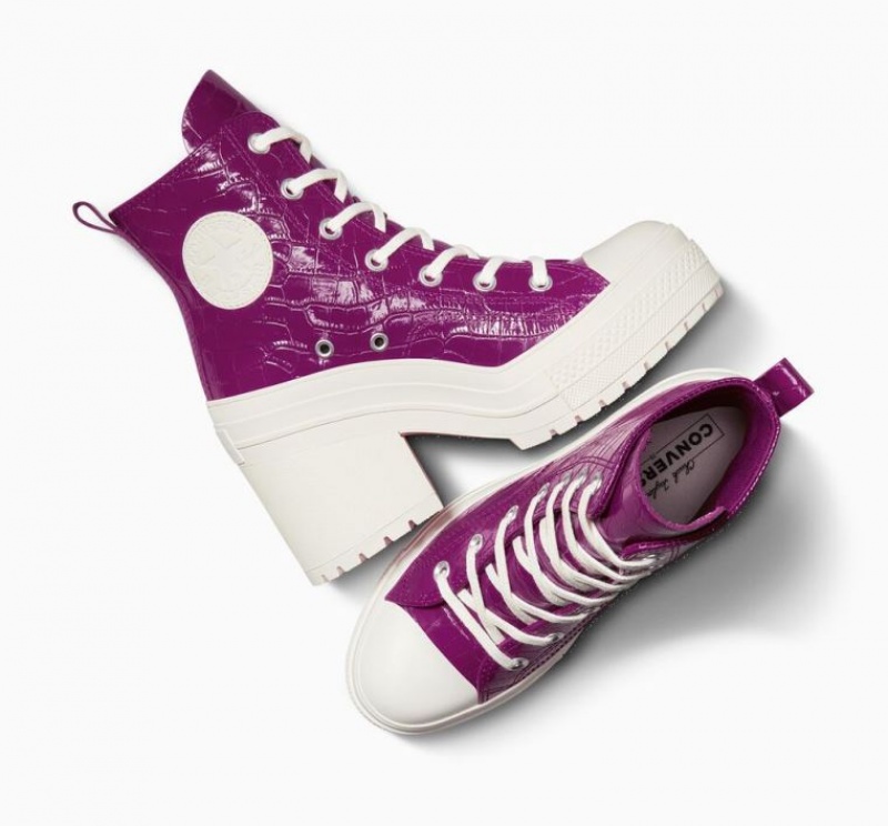 Női Converse Chuck 70 De Luxe Heel Embossed Magasszárú Tornacipő Lila | HUNGARY ZNM3PG