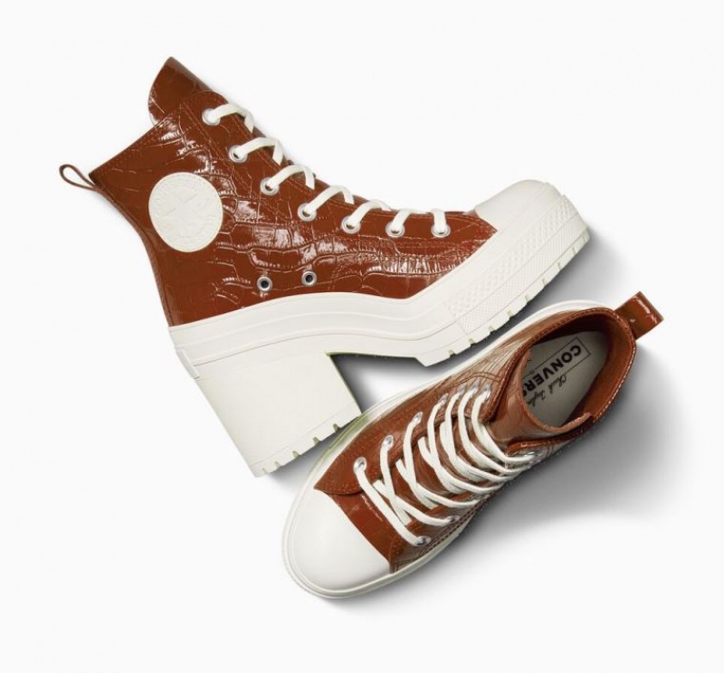 Női Converse Chuck 70 De Luxe Heel Embossed Magasszárú Tornacipő Barna | HUNGARY GJA7TQ