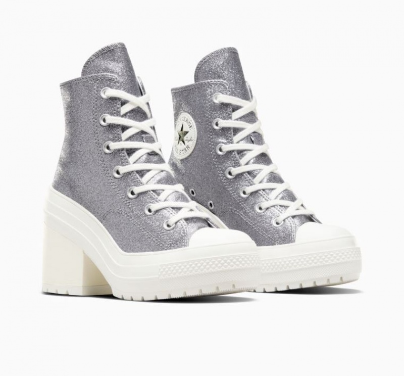 Női Converse Chuck 70 De Luxe Heel Glitter Magasszárú Tornacipő Titán | HUNGARY JNC0GR