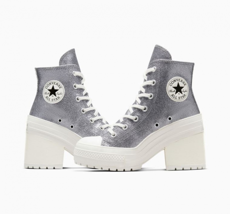 Női Converse Chuck 70 De Luxe Heel Glitter Magasszárú Tornacipő Titán | HUNGARY JNC0GR