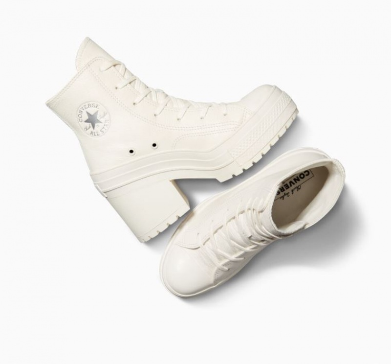 Női Converse Chuck 70 De Luxe Heel Leather Magasszárú Tornacipő Fehér | HUNGARY WSP8LF