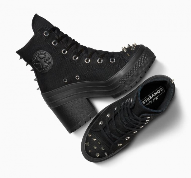 Női Converse Chuck 70 De Luxe Heel Studded Platform Cipő Fekete | HUNGARY RWA5ZF