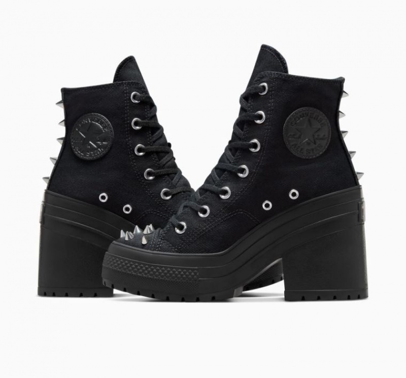 Női Converse Chuck 70 De Luxe Heel Studded Platform Cipő Fekete | HUNGARY RWA5ZF