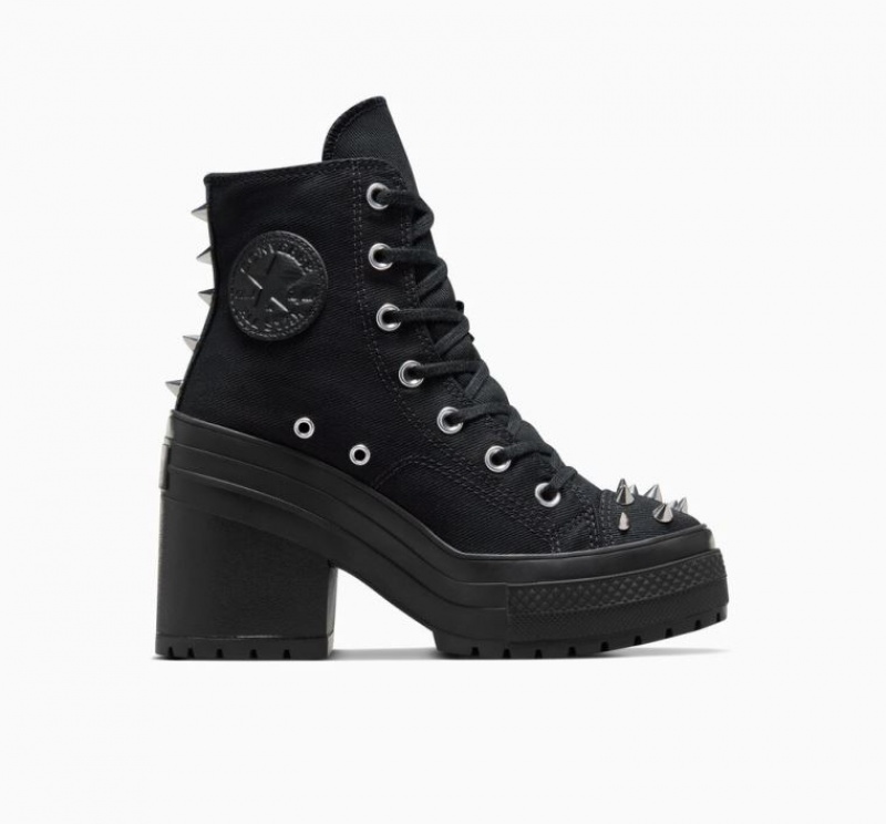 Női Converse Chuck 70 De Luxe Heel Studded Platform Cipő Fekete | HUNGARY RWA5ZF