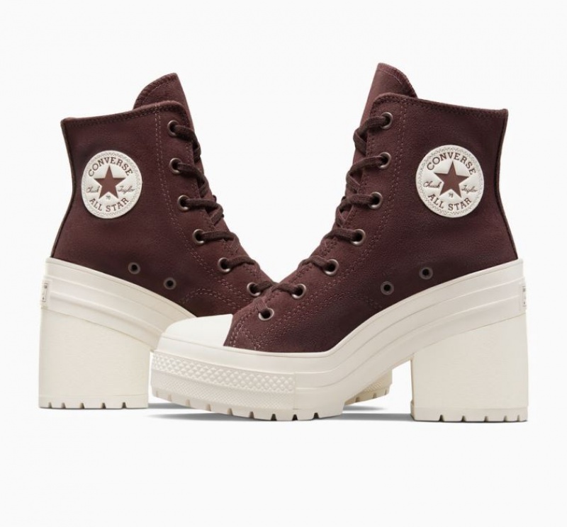 Női Converse Chuck 70 De Luxe Heel Suede Platform Cipő Barna | HUNGARY DQM8AR