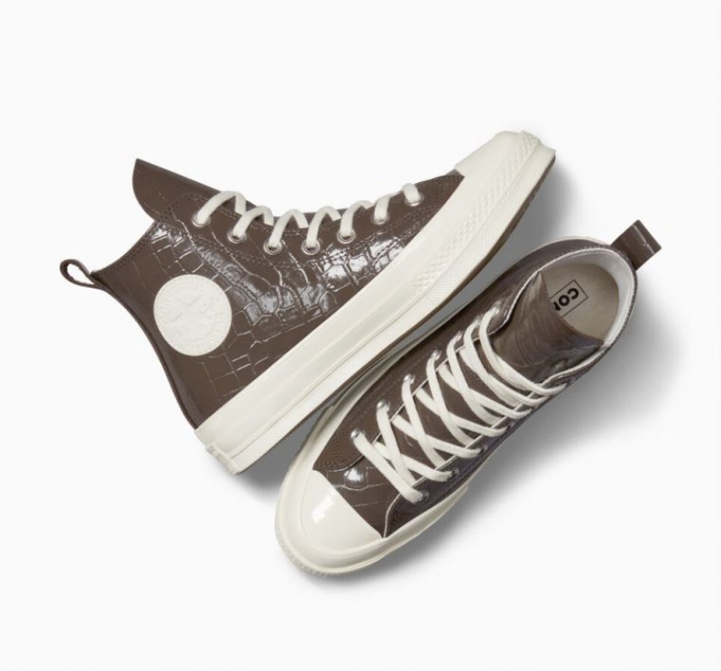 Női Converse Chuck 70 Embossed Magasszárú Tornacipő Csokoládé | HUNGARY QDF2JC