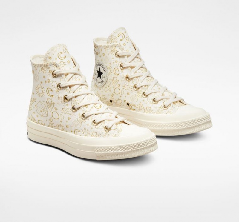 Női Converse Chuck 70 Golden Elements Magasszárú Tornacipő Fehér | HUNGARY BFW9JM