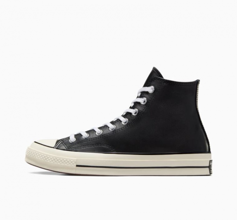 Női Converse Chuck 70 Leather Magasszárú Tornacipő Fekete | HUNGARY HPA8ZD