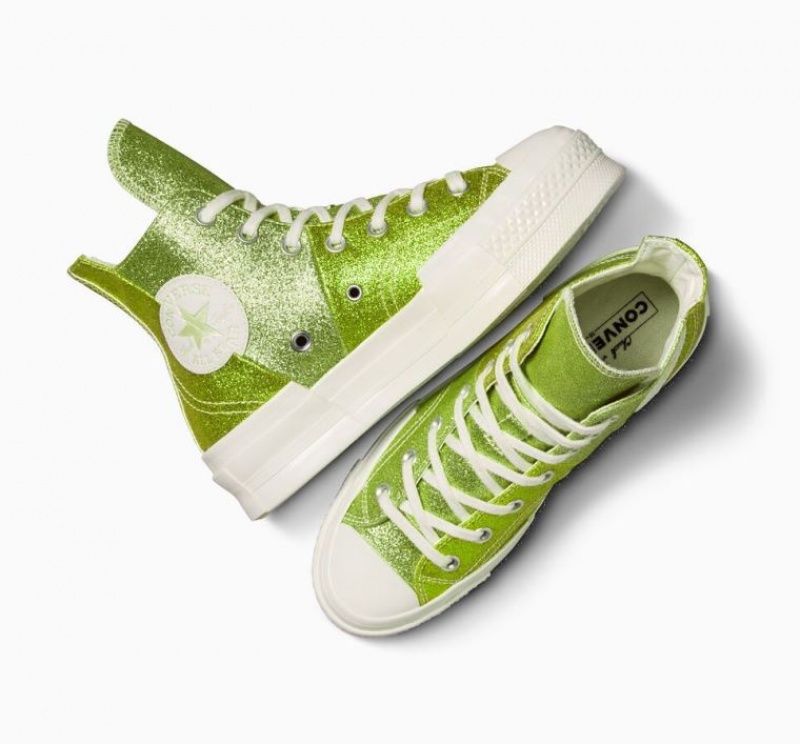 Női Converse Chuck 70 Plus Glitter Magasszárú Tornacipő Világos Zöld | HUNGARY YXW6NJ