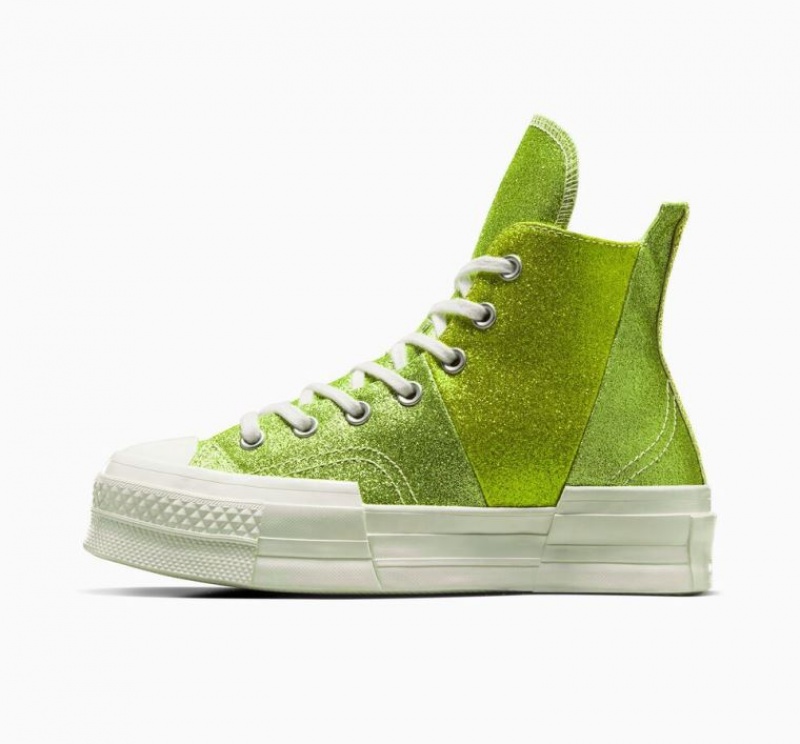 Női Converse Chuck 70 Plus Glitter Magasszárú Tornacipő Világos Zöld | HUNGARY YXW6NJ