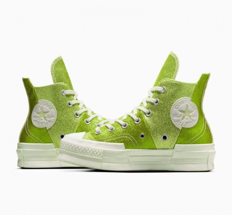 Női Converse Chuck 70 Plus Glitter Magasszárú Tornacipő Világos Zöld | HUNGARY YXW6NJ