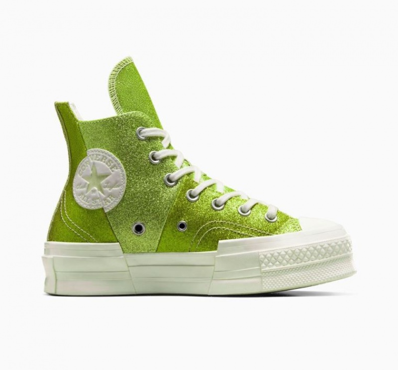 Női Converse Chuck 70 Plus Glitter Magasszárú Tornacipő Világos Zöld | HUNGARY YXW6NJ