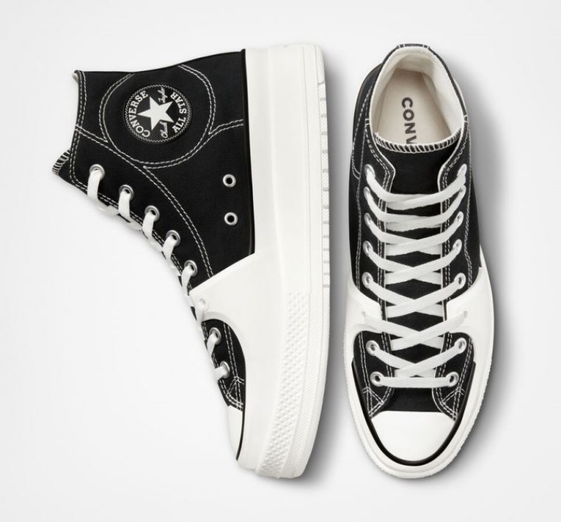 Női Converse Chuck Taylor All Star Construct Magasszárú Tornacipő Fekete Fehér | HUNGARY DOJ9CW