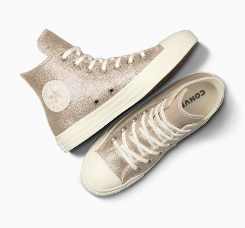 Női Converse Chuck Taylor All Star Glitter Magasszárú Tornacipő Világos Arany | HUNGARY VYW5TU