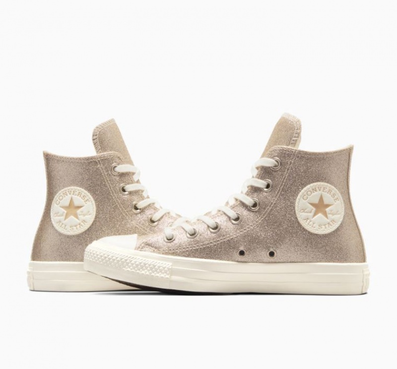 Női Converse Chuck Taylor All Star Glitter Magasszárú Tornacipő Világos Arany | HUNGARY VYW5TU