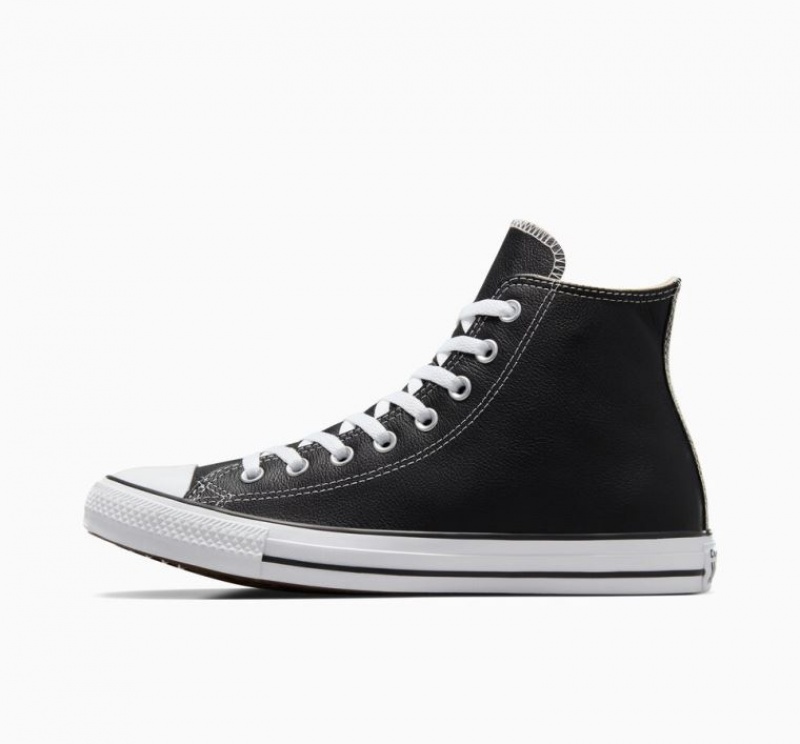 Női Converse Chuck Taylor All Star Leather Magasszárú Tornacipő Fekete | HUNGARY XHS3YN