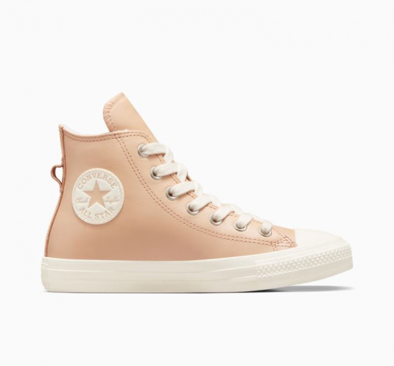 Női Converse Chuck Taylor All Star Leather Faux Fur Lining Magasszárú Tornacipő Korall | HUNGARY YQW5HB