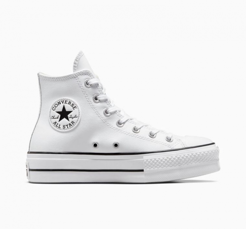 Női Converse Chuck Taylor All Star Lift Leather Platform Cipő Fehér | HUNGARY PFC1VT