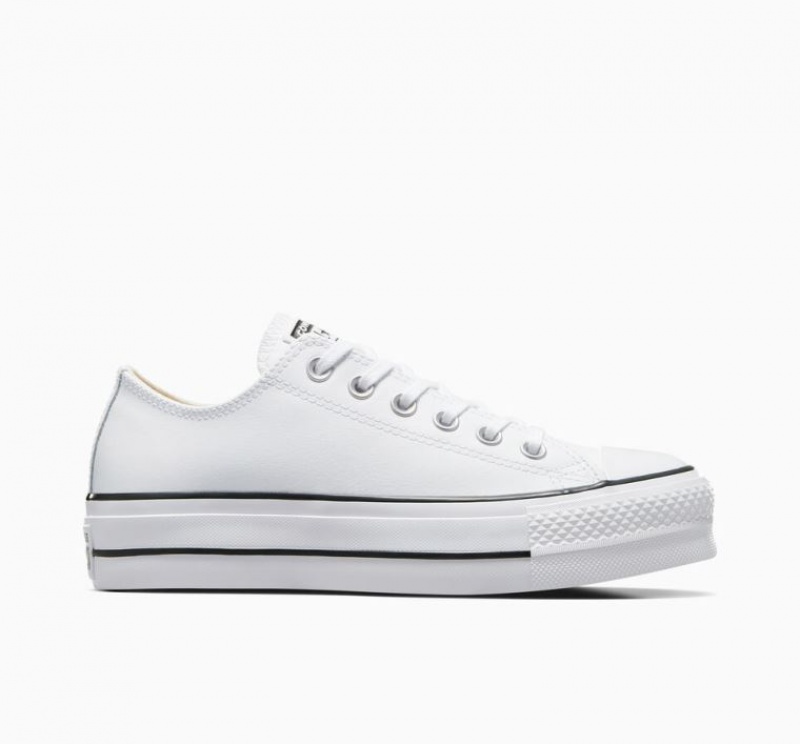 Női Converse Chuck Taylor All Star Lift Leather Platform Cipő Fehér | HUNGARY MIE6KF