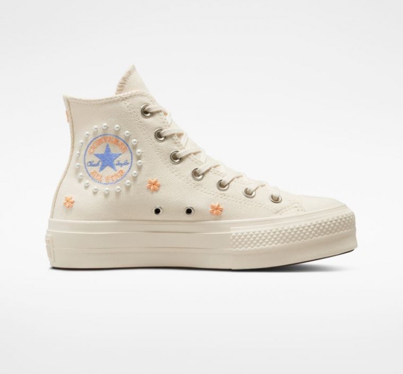 Női Converse Chuck Taylor All Star Lift Pearls Platform Cipő Bézs | HUNGARY MCO5NF