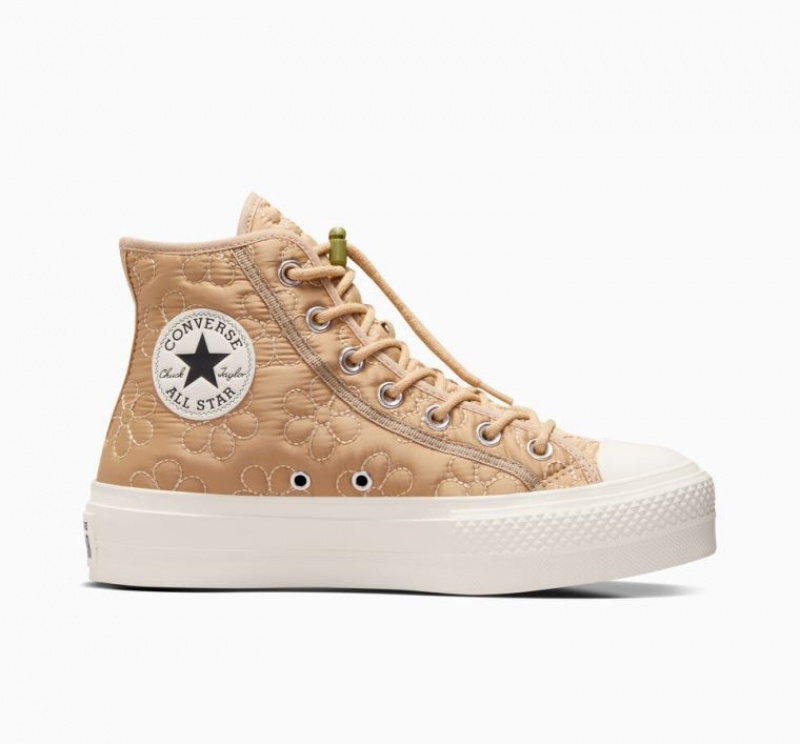 Női Converse Chuck Taylor All Star Lift Quilted Platform Cipő Khaki | HUNGARY NTQ3CW