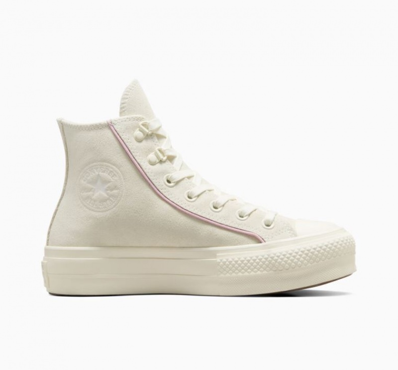 Női Converse Chuck Taylor All Star Lift Suede Platform Cipő Fehér | HUNGARY LAY7QF