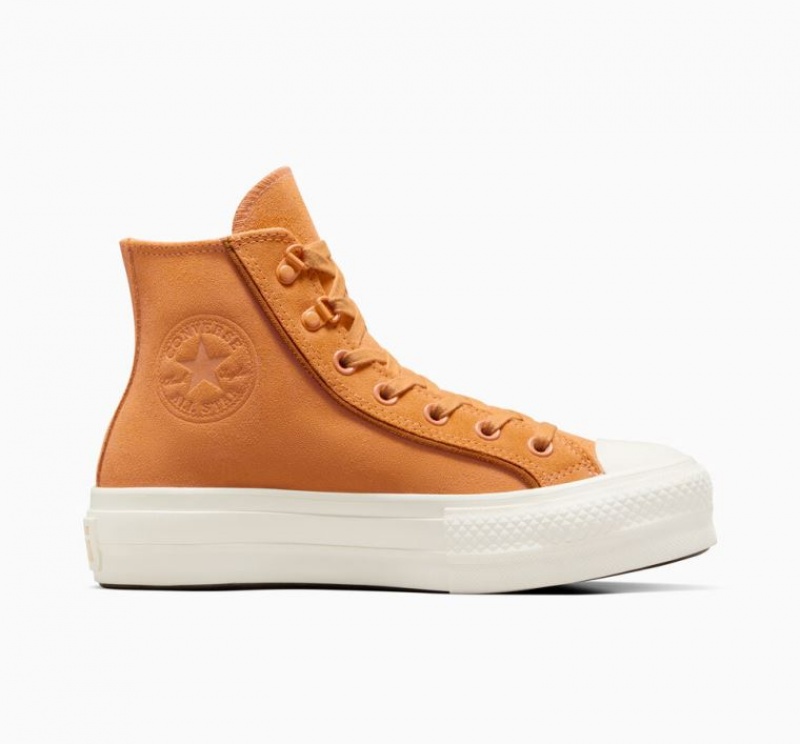 Női Converse Chuck Taylor All Star Lift Suede Platform Cipő Barna | HUNGARY RWS7ZQ