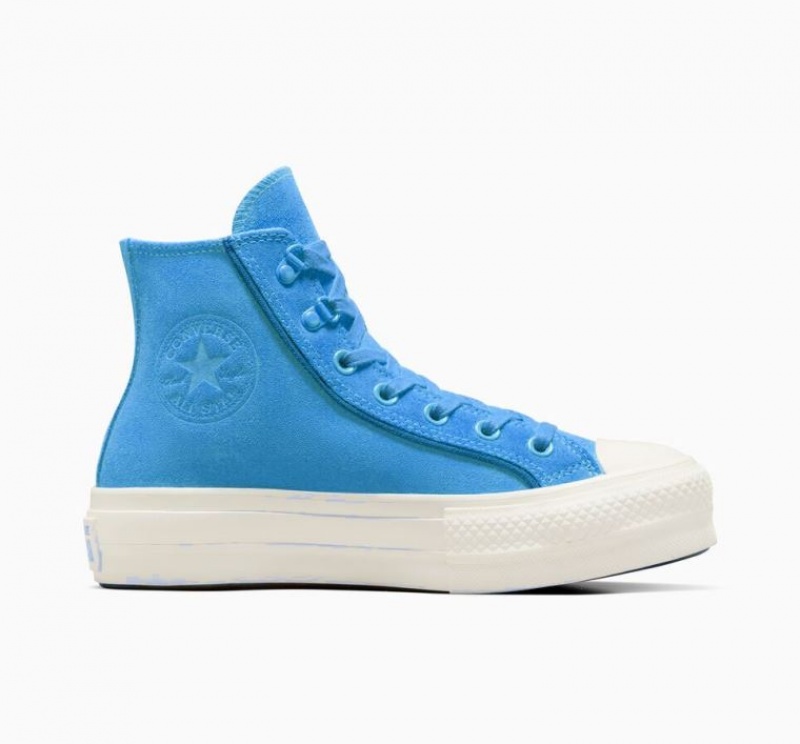 Női Converse Chuck Taylor All Star Lift Suede Platform Cipő Kék | HUNGARY MHC9LT