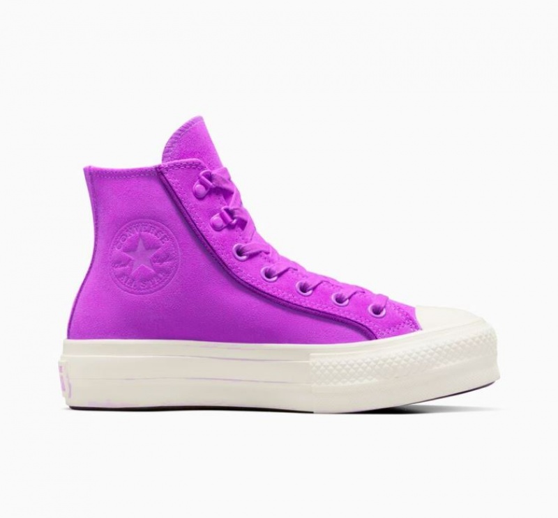 Női Converse Chuck Taylor All Star Lift Suede Platform Cipő Lila | HUNGARY KHE8JR