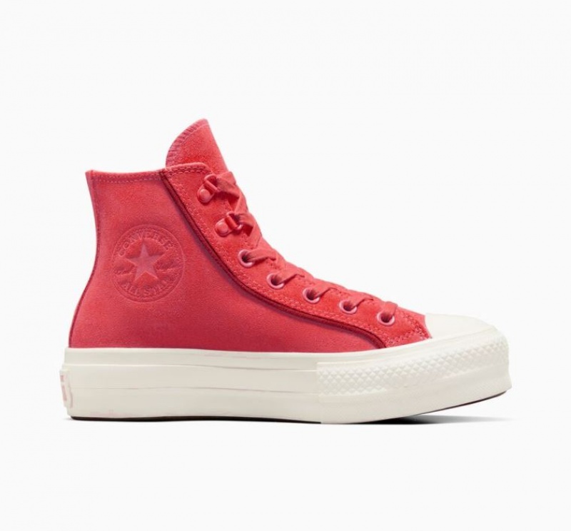 Női Converse Chuck Taylor All Star Lift Suede Platform Cipő Piros | HUNGARY VGX7TP