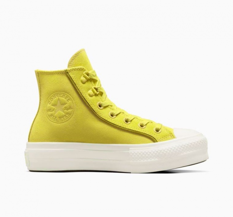 Női Converse Chuck Taylor All Star Lift Suede Platform Cipő Sárga | HUNGARY LBM7IC