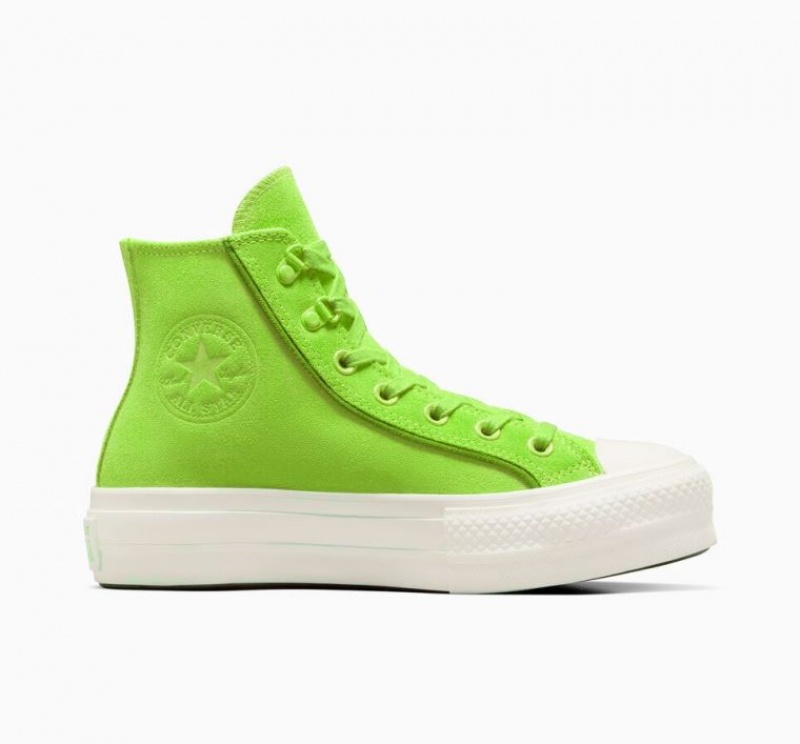 Női Converse Chuck Taylor All Star Lift Suede Platform Cipő Világos Zöld | HUNGARY MJC4HD