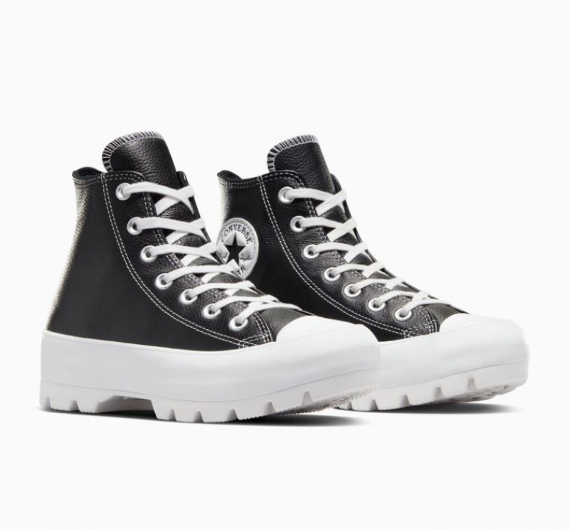 Női Converse Chuck Taylor All Star Lugged Leather Magasszárú Tornacipő Fekete | HUNGARY FGU8SV