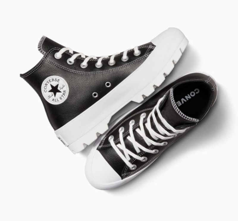 Női Converse Chuck Taylor All Star Lugged Leather Magasszárú Tornacipő Fekete | HUNGARY FGU8SV