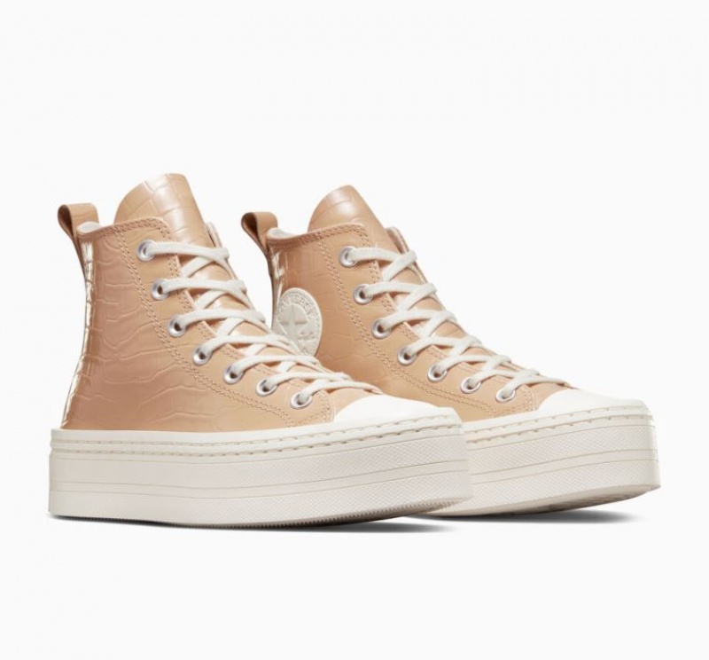 Női Converse Chuck Taylor All Star Modern Lift Embossed Platform Cipő Világos Barna | HUNGARY JBA3FR