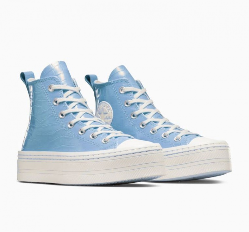 Női Converse Chuck Taylor All Star Modern Lift Embossed Platform Cipő Világos Kék | HUNGARY PQC0FA