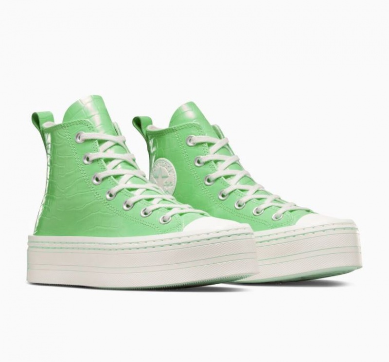 Női Converse Chuck Taylor All Star Modern Lift Embossed Platform Cipő Világos Zöld | HUNGARY IYT8ZR